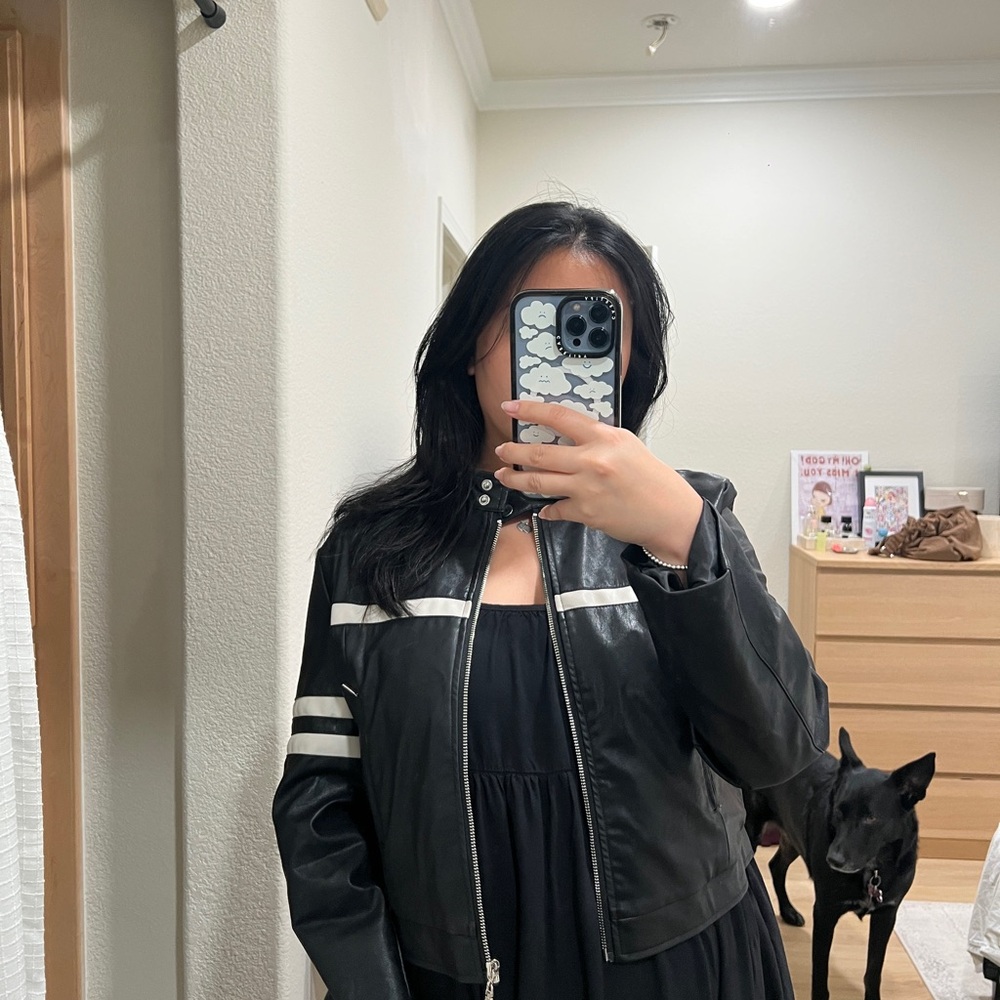 EDIKTED Rockstar Oversized Faux Leather Womens Jacket in Medium
